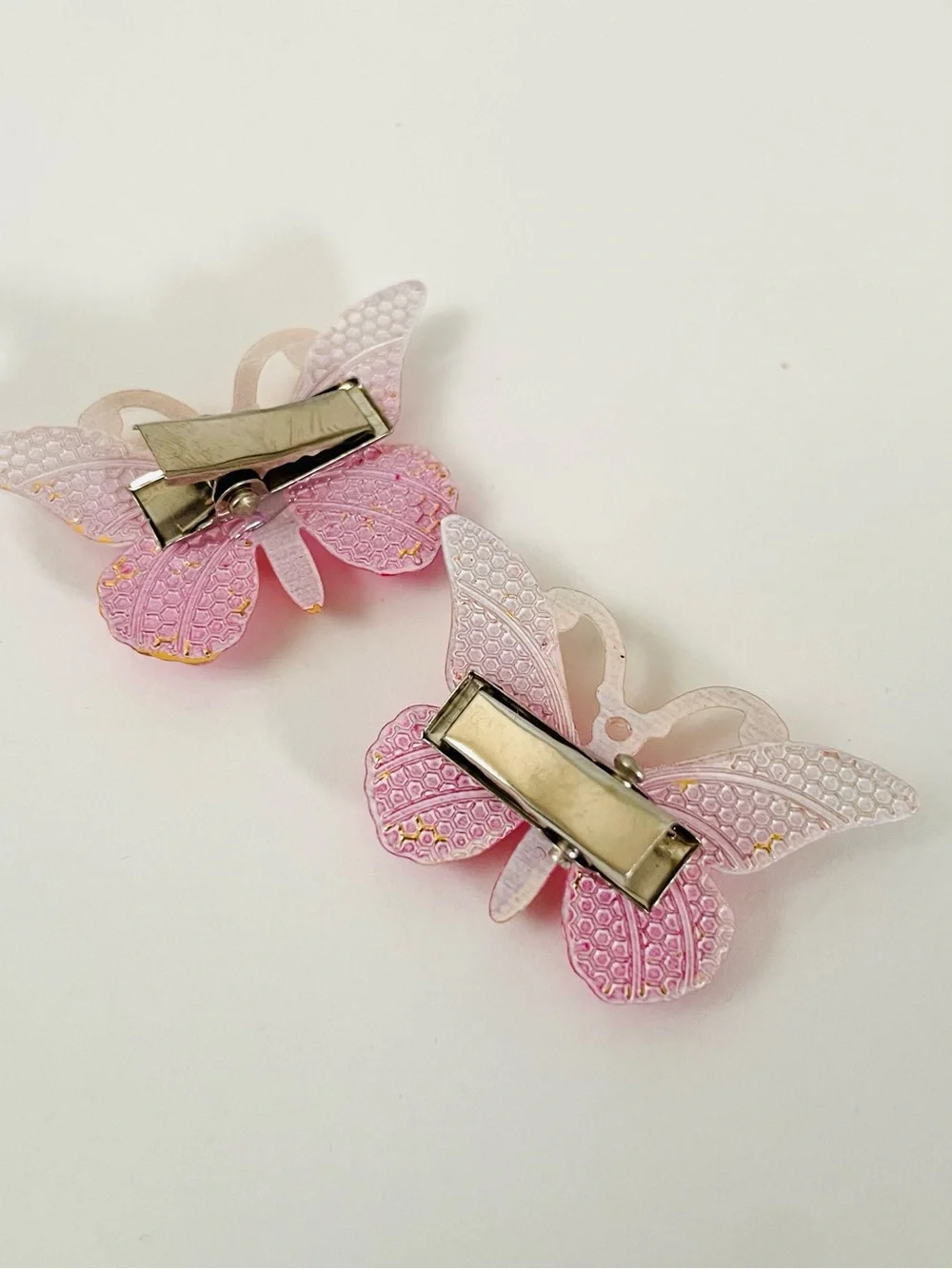 Pink & Gold Butterfly Clip-On Hair Clips for Kids